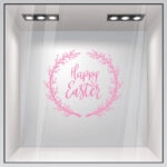 Αυτοκόλλητο Βιτρίνας HAPPY EASTER WREATH