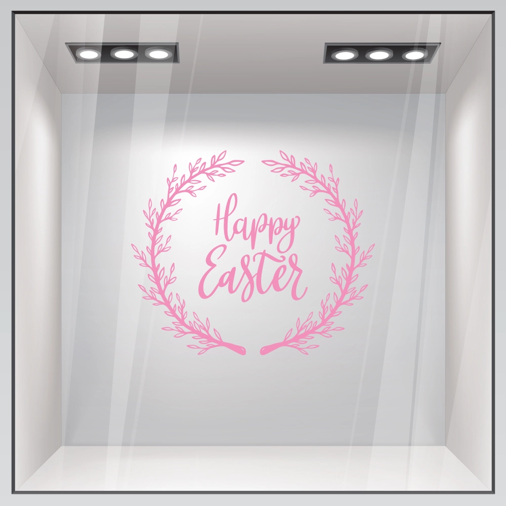 Αυτοκόλλητο Βιτρίνας HAPPY EASTER WREATH