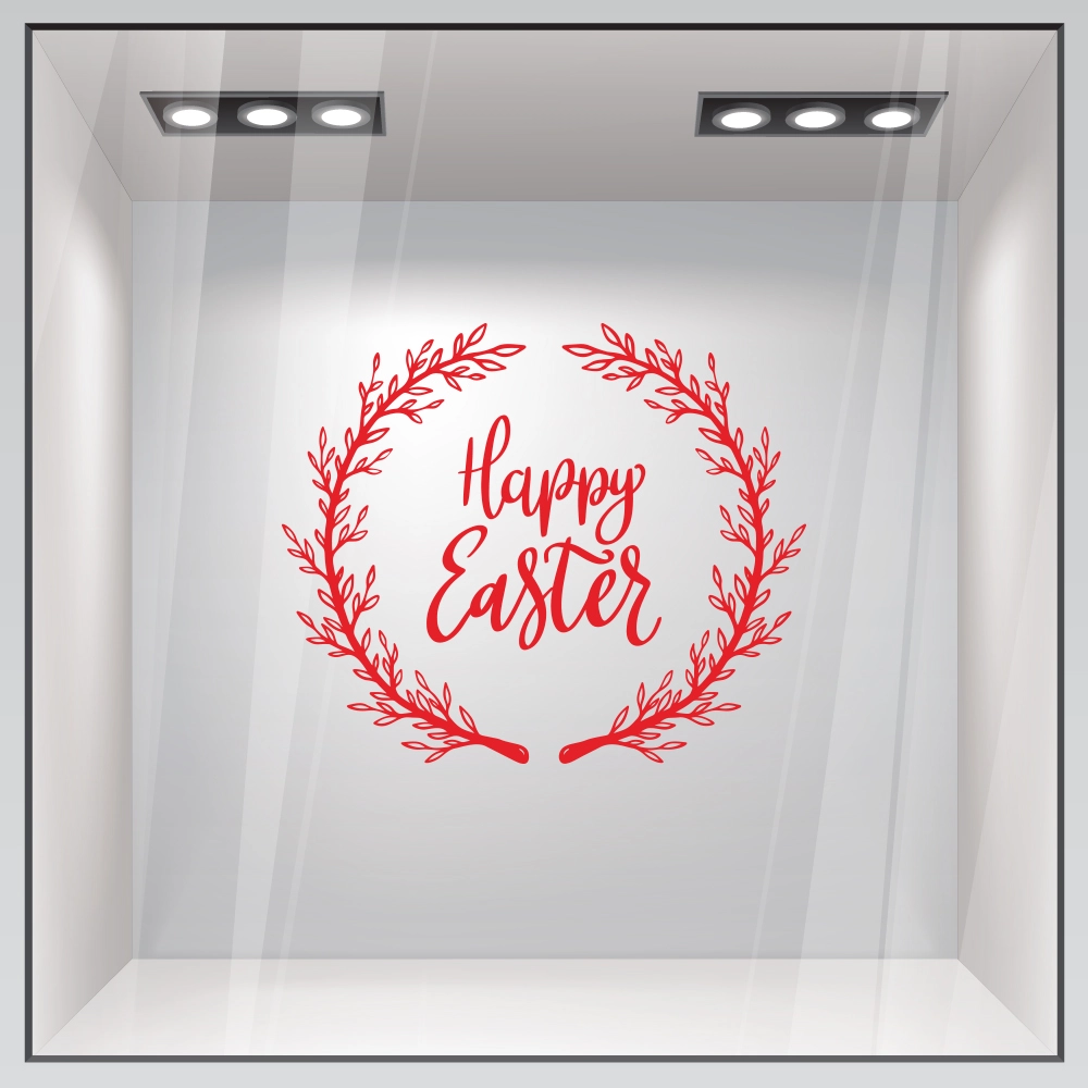 Αυτοκόλλητο Βιτρίνας HAPPY EASTER WREATH