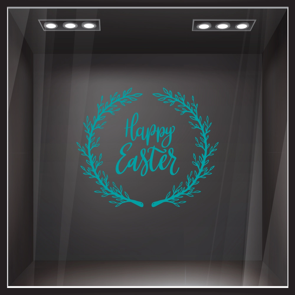 Αυτοκόλλητο Βιτρίνας HAPPY EASTER WREATH