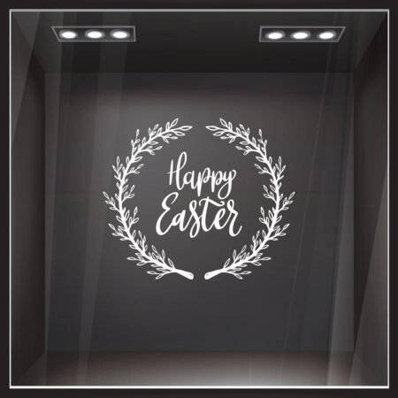 Αυτοκόλλητο Βιτρίνας HAPPY EASTER WREATH - Πασχαλινή βιτρίνα Sticky 3