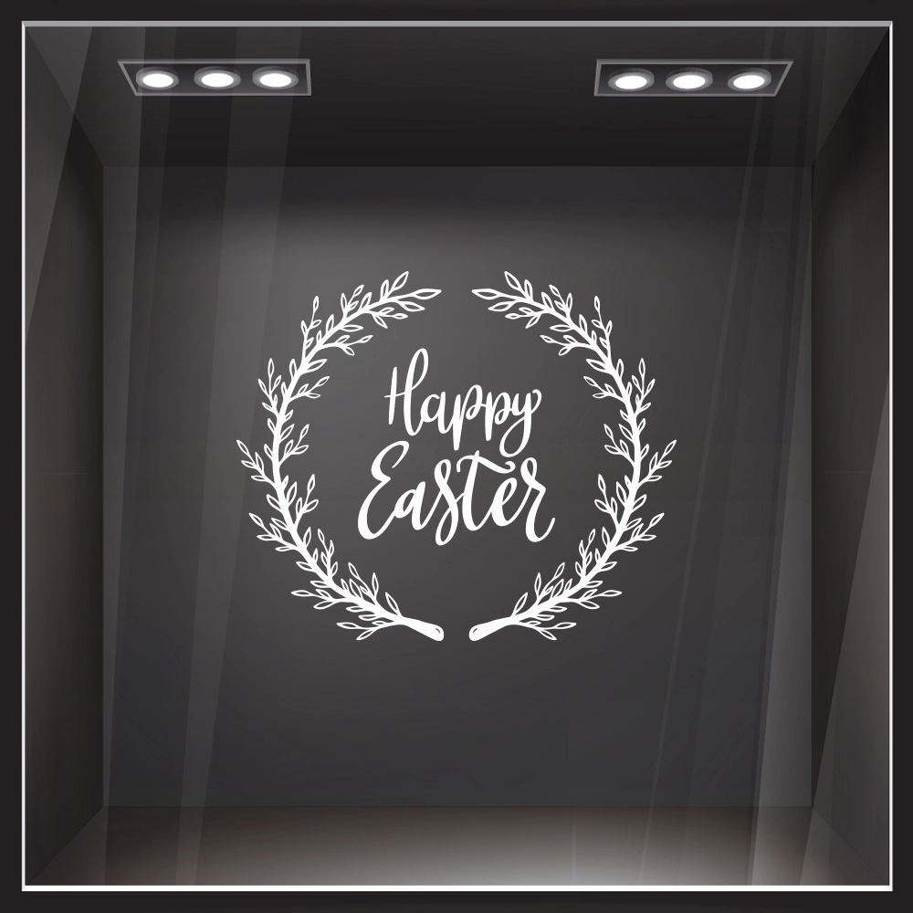 Αυτοκόλλητο Βιτρίνας HAPPY EASTER WREATH