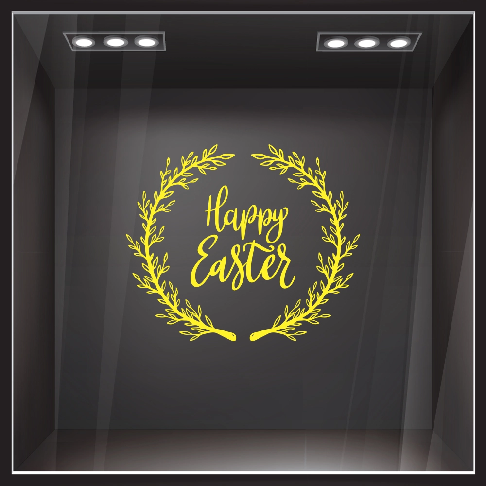 Αυτοκόλλητο Βιτρίνας HAPPY EASTER WREATH