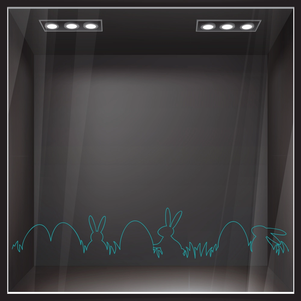 Αυτοκόλλητο Βιτρίνας ONE LINE EASTER EGGS AND RABBITS