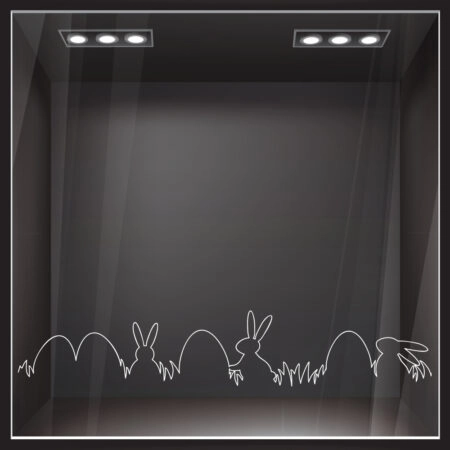 Αυτοκόλλητο Βιτρίνας ONE LINE EASTER EGGS AND RABBITS - Πασχαλινή βιτρίνα Sticky 1