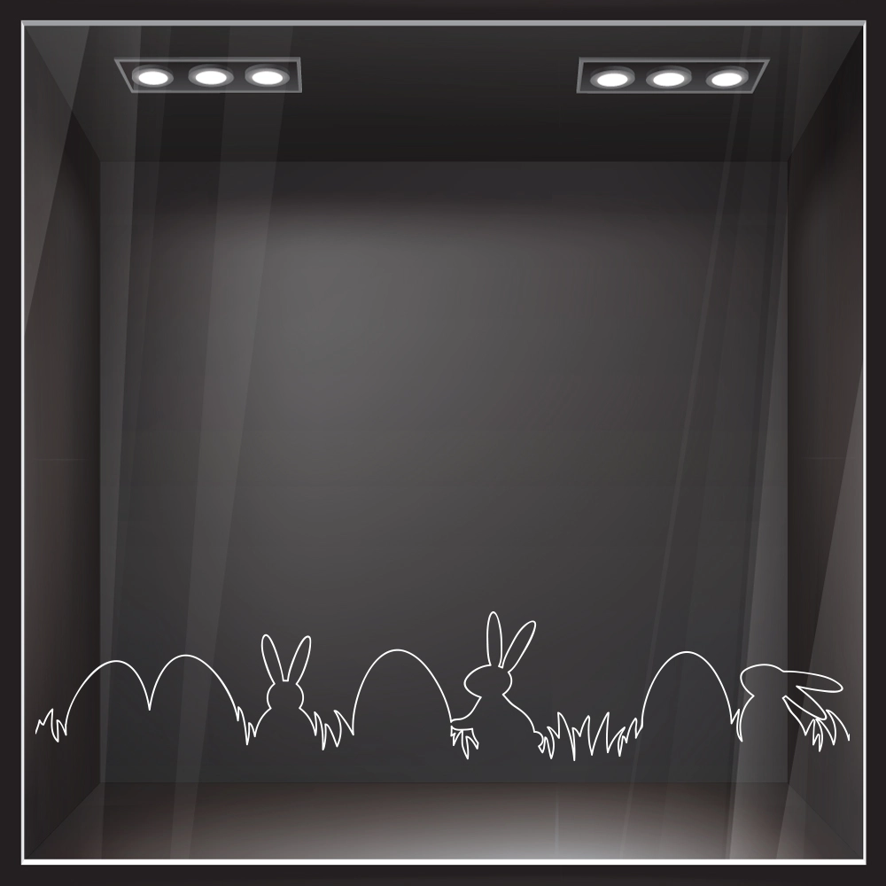 Αυτοκόλλητο Βιτρίνας ONE LINE EASTER EGGS AND RABBITS