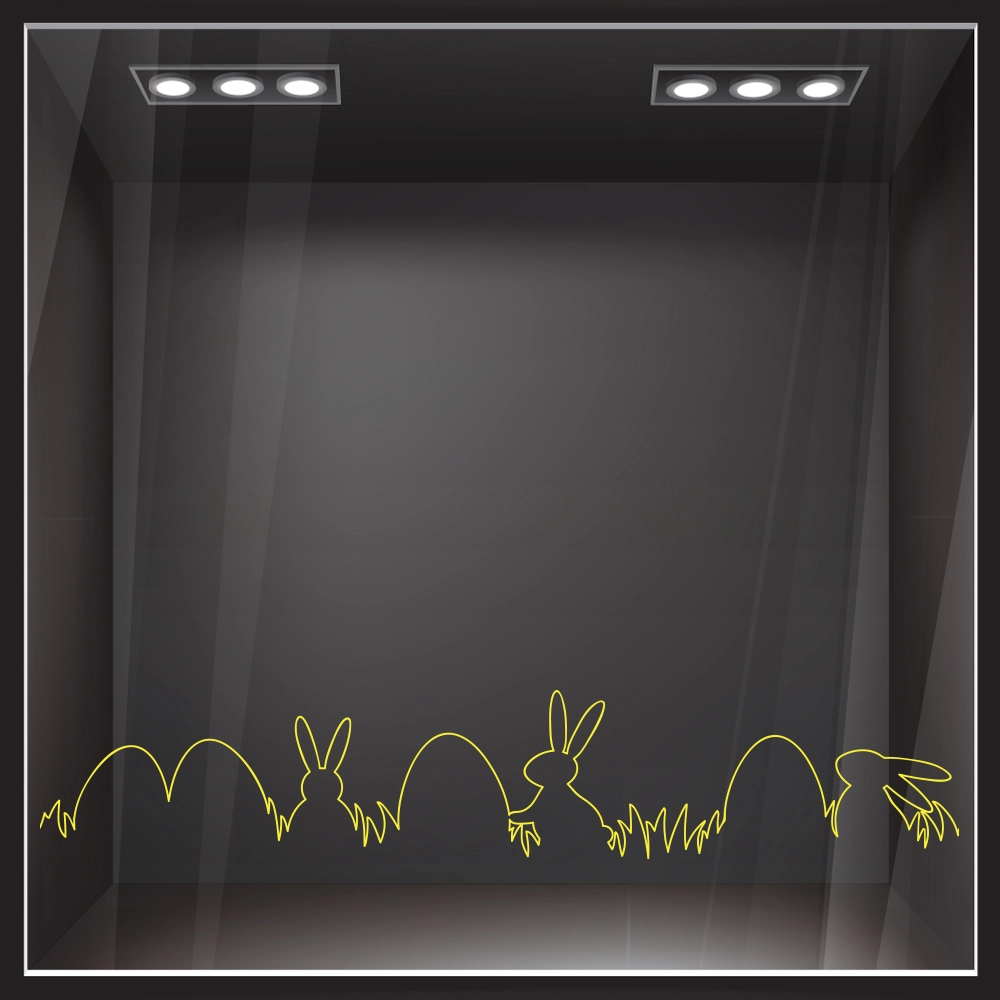 Αυτοκόλλητο Βιτρίνας ONE LINE EASTER EGGS AND RABBITS