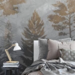 Αυτοκόλλητη Ταπετσαρία τοίχου TREE SILHOUETTES OIL PAINTING
