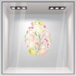 Αυτοκόλλητο Βιτρίνας WATERCOLOR FLORAL EASTER EGG