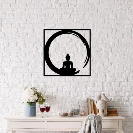 ΔΙΑΚΟΣΜΗΤΙΚΟ ΤΟΙΧΟΥ 100% ΜΕΤΑΛΛΙΚΟ ΜΑΥΡΟ BUDDHA FIGURE 50Χ50 HM7210 - Διακοσμητικά Τοίχου Sticky 2