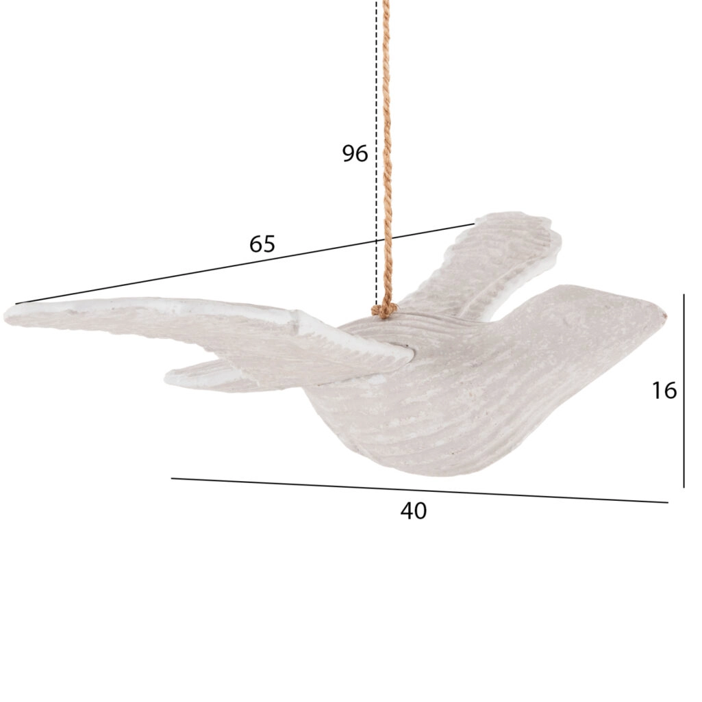 HANGING WALL DECORATION SEAGULL HM4301 ALBASIA WOOD IN WHITEWASH 65x40x16-96H cm