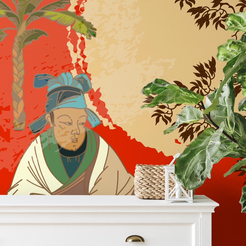 Αυτοκόλλητη Ταπετσαρία τοίχου ANCIENT CHINA DRAWING