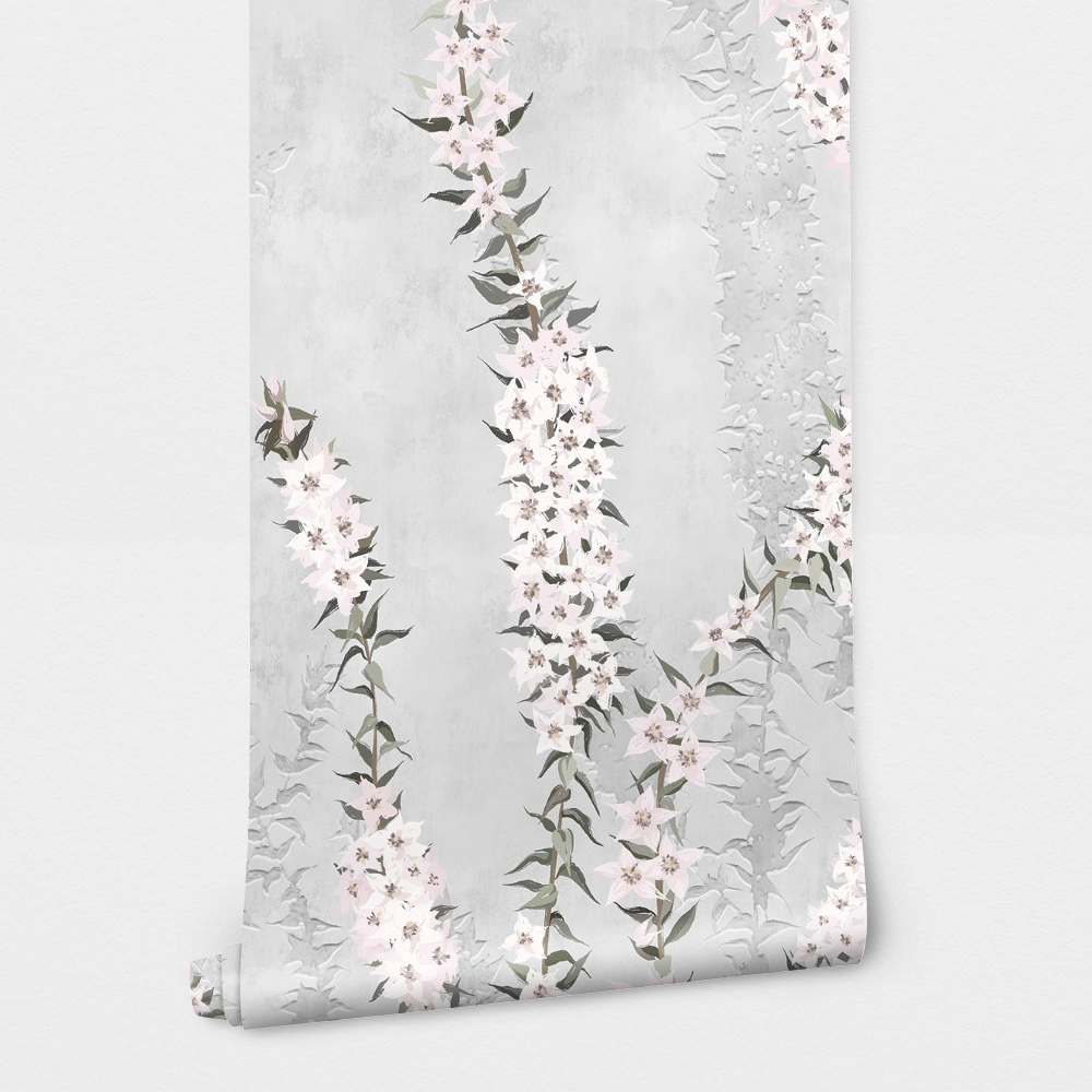 Αυτοκόλλητη Ταπετσαρία τοίχου FLOWER BRANCHES ON CONCRETE