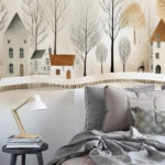 Αυτοκόλλητη Ταπετσαρία τοίχου SNOWY CUTE TOWN
