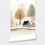 Αυτοκόλλητη Ταπετσαρία τοίχου SNOWY CUTE TOWN