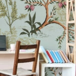 Αυτοκόλλητη Ταπετσαρία τοίχου SUMMER FLORAL PATTERN WITH BIRDS