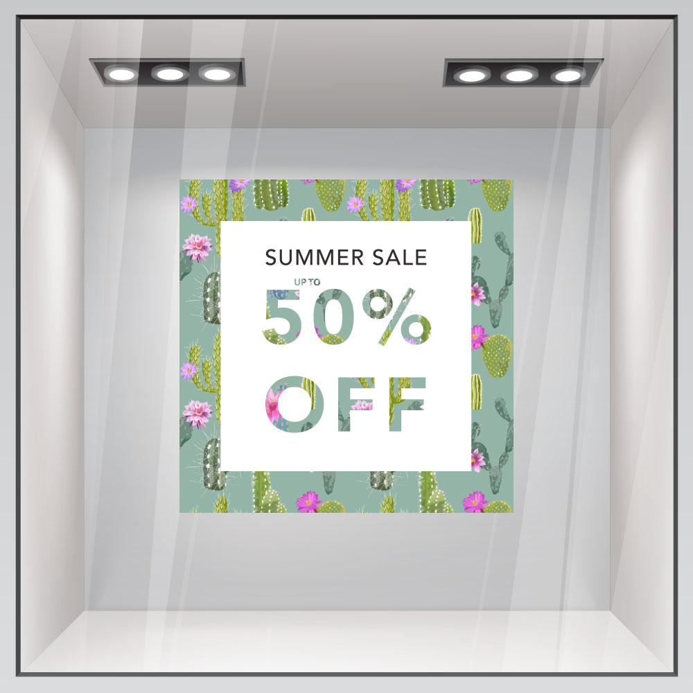 Αυτοκoλλητο Εκπτωσεων SUMMER SALE CACTUS