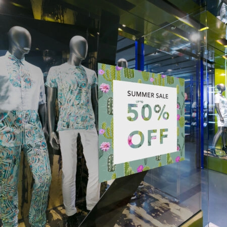 Αυτοκoλλητο Εκπτωσεων SUMMER SALE CACTUS - Καλοκαιρινή βιτρίνα Sticky 1