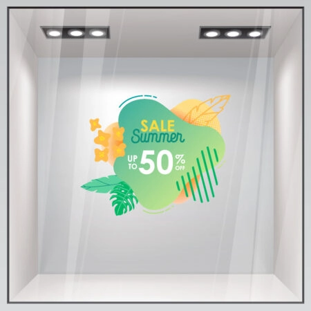 Αυτοκoλλητο Εκπτωσεων SUMMER SALE GREEN - Καλοκαιρινή βιτρίνα