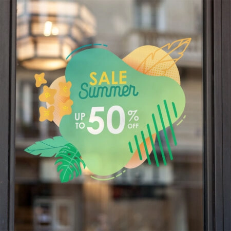 Αυτοκoλλητο Εκπτωσεων SUMMER SALE GREEN - Καλοκαιρινή βιτρίνα Sticky 1