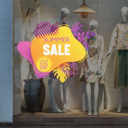Αυτοκoλλητο Εκπτωσεων SUMMER SALE SAND - Καλοκαιρινή βιτρίνα Sticky 1