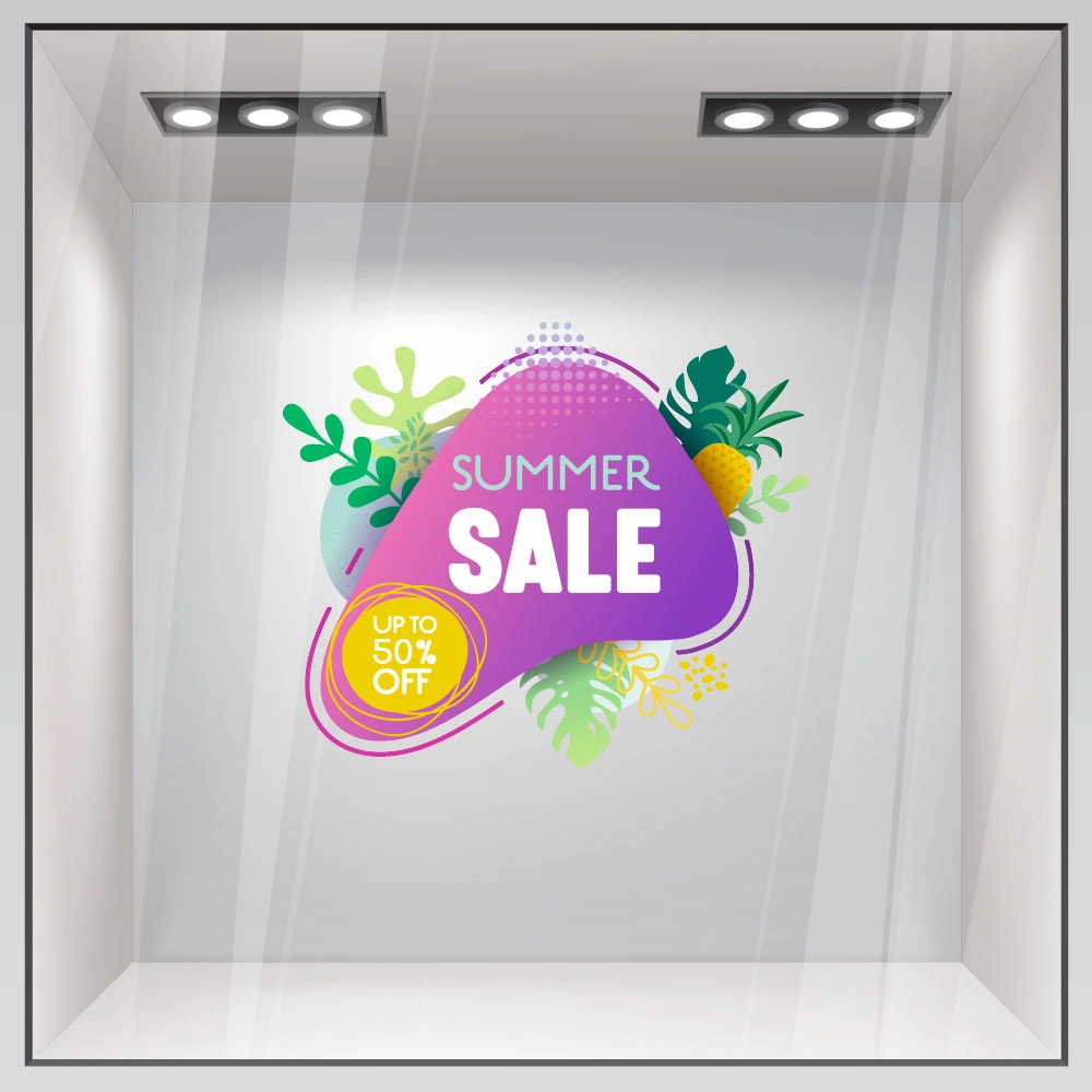 Αυτοκoλλητο Εκπτωσεων SUMMER SALE TROPICAL
