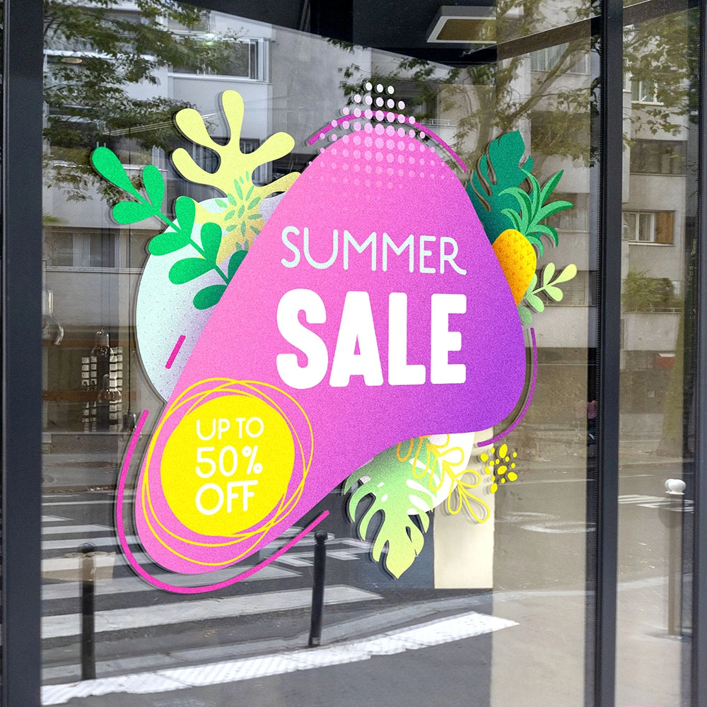 Αυτοκoλλητο Εκπτωσεων SUMMER SALE TROPICAL