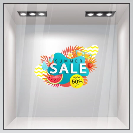 Αυτοκoλλητο Εκπτωσεων SUMMER SALE BREEZE - Καλοκαιρινή βιτρίνα