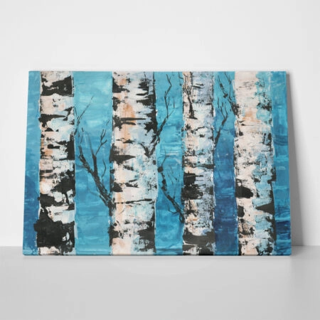 Πινακας σε καμβά BIRCH FOREST OIL PAINTING - Δασος Sticky 1