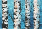 Πινακας σε καμβά BIRCH FOREST OIL PAINTING