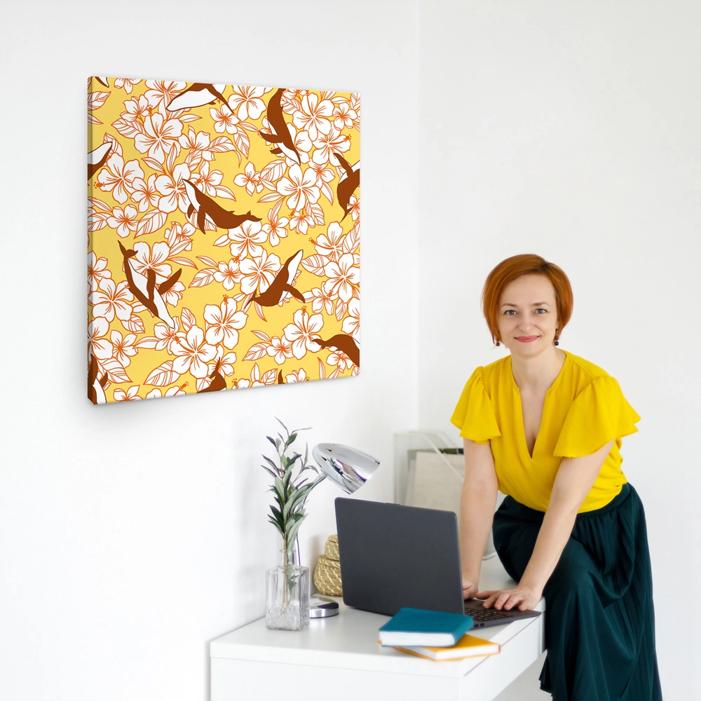 OUTLET Πινακας σε καμβά HIBISCUS WHALE 65cm x 65cm