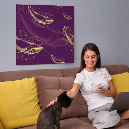 OUTLET Πινακας σε καμβά STIPPLING WHALE 65cm x 65cm - OUTLET