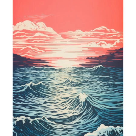 Πόστερ RED SKY BLUE WAVES - Τοπια - Φυση Sticky 2