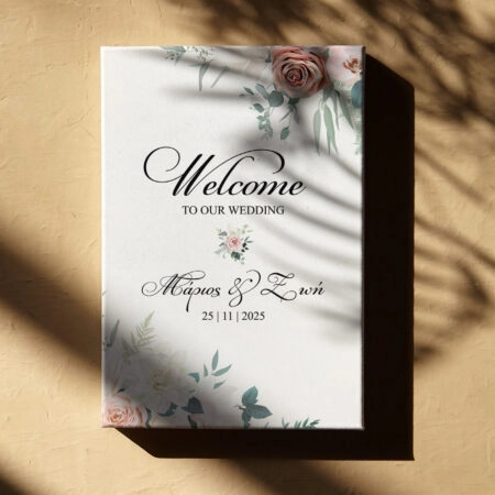 Πινακας σε καμβά WELCOME TO OUR WEDDING - Πίνακες υποδοχής Γάμου