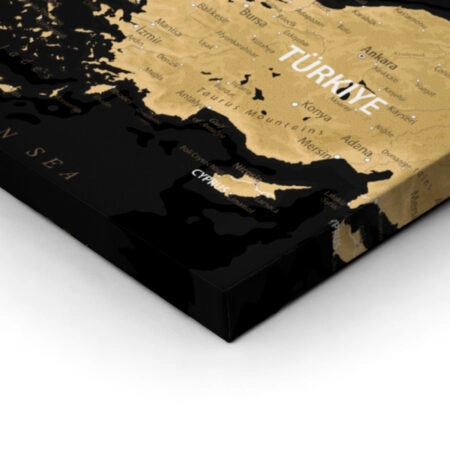 Πίνακας Τετράγωνος BLACK AND GOLD EUROPE MAP - Χαρτες Sticky 2