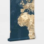 Αυτοκόλλητη Ταπετσαρία τοίχου BLUE AND BEIGE WORLD MAP