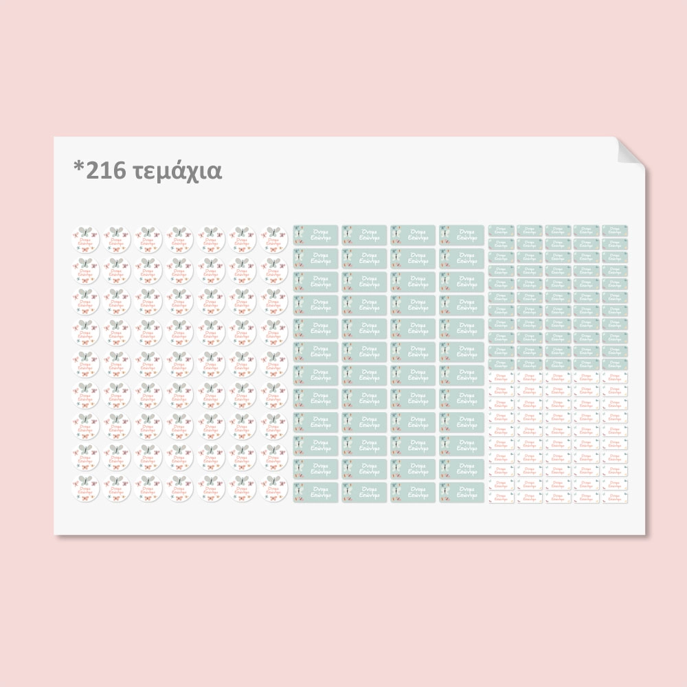 Αυτοκόλλητες σχολικές ετικέτες σετ 216τμχ BUTTERFLIES