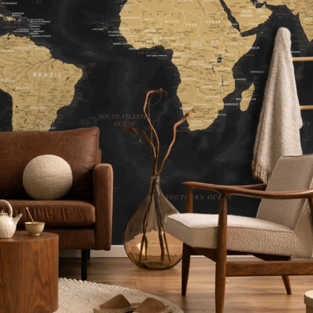 Αυτοκόλλητη Ταπετσαρία τοίχου DARK WORLD MAP - Χάρτες - Πόλεις Sticky 1