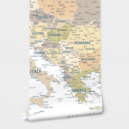 Αυτοκόλλητη Ταπετσαρία τοίχου PASTEL EUROPE MAP - Χάρτες - Πόλεις Sticky 2