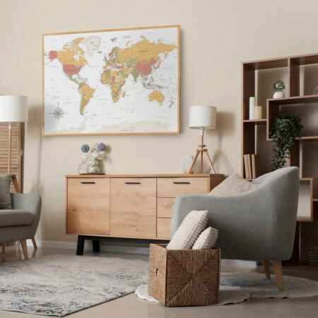 Πινακας σε καμβά WARM VINTAGE WORLD MAP - Χαρτες