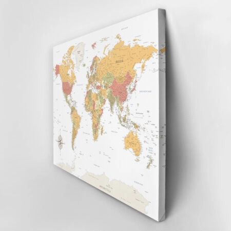Πινακας σε καμβά WARM VINTAGE WORLD MAP - Χαρτες Sticky 3