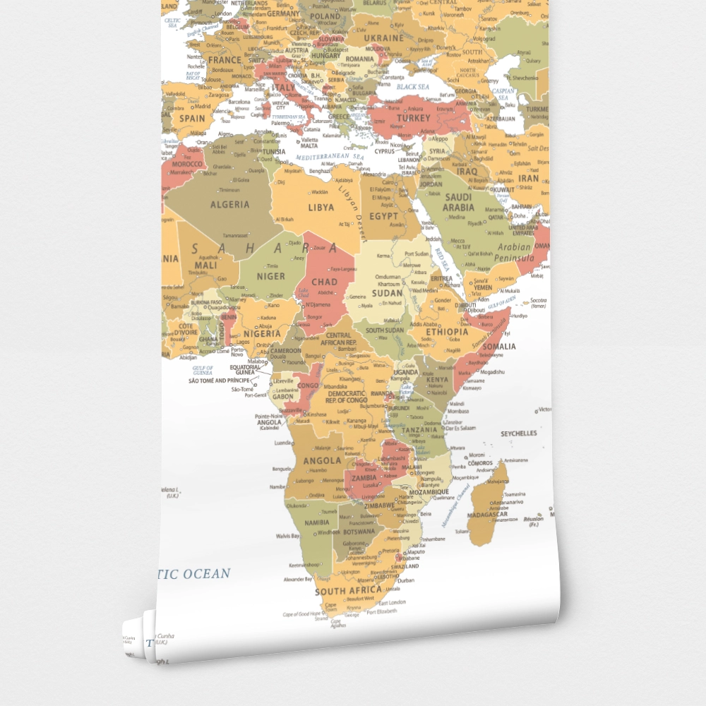 Αυτοκόλλητη Ταπετσαρία τοίχου WARM VINTAGE WORLD MAP