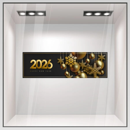 Χριστουγεννιάτικο αυτοκόλλητο HAPPY NEW YEAR 2026 - Χριστουγεννιάτικη βιτρίνα