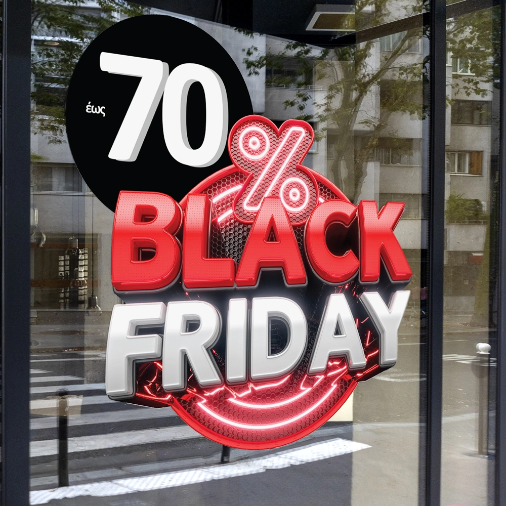 Αυτοκολλητο Εκπτωσεων BLACK FRIDAY NEON 3
