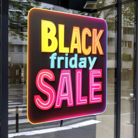 Αυτοκολλητο Εκπτωσεων BLACK FRIDAY NEON BOX - Black Friday Sticky 1
