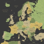 Πίνακας Τετράγωνος GREEN YELLOW GOLD EUROPE MAP