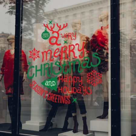 Χριστουγεννιάτικο αυτοκόλλητο HAPPY HOLIDAYS - Χριστουγεννιάτικη βιτρίνα Sticky 1