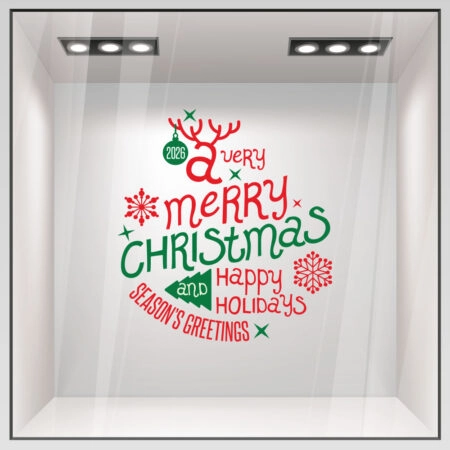 Χριστουγεννιάτικο αυτοκόλλητο HAPPY HOLIDAYS - Χριστουγεννιάτικη βιτρίνα