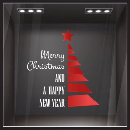 Χριστουγεννιάτικο αυτοκόλλητο HAPPY NEW YEAR TREE - Χριστουγεννιάτικη βιτρίνα