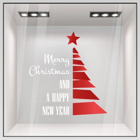 Χριστουγεννιάτικο αυτοκόλλητο HAPPY NEW YEAR TREE - Χριστουγεννιάτικη βιτρίνα Sticky 1